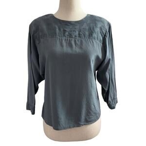 Joanie Char Silk Women Size 8 Vintage Gray Blouse Shirt Top (27-123P)